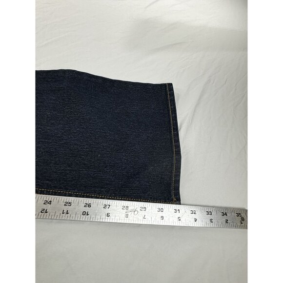 Grane Flare Leg Jeans Juniors Sz 5 Dark wash Wide Leg Distressed Hem - Picture 7 of 11